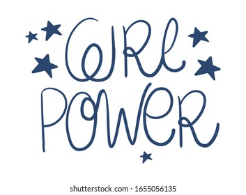 girl power text design of Women empowerment female power feminist people gender feminism young rights protest and strong theme Vector illustration