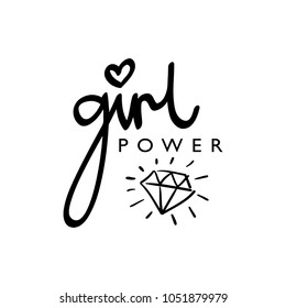 Girl power text and diamond drawing / Vector illustration design for t shirt graphics, prints, posters, stickers, cards and other uses.