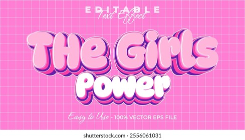 The girl power text effect, simple and trendy bold graphic style, editable text