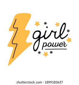 Girl power thunder design of Woman empowerment female feminism and rights theme Vector illustration
