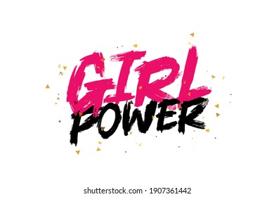 Girl power - trend lettering. Feminist slogan. Modern vector illustration isolated on white background.