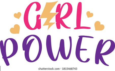 girl power typography heart art illustration vector