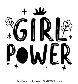 Girl power typography sticker in glyph style 
