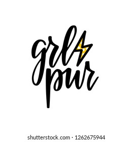 Girl power vector feminist inspiration lettering calligraphy design