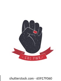 Girl power vector grunge illustration.