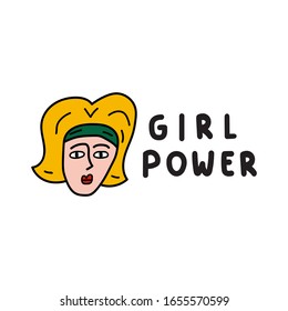 Girl power. Vector hand drawn illustration on white background.