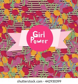 Girl power vector illustration in flat style. Feminism symbol. Can be used for t shirts, wall art, posters