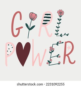 Girl power vector illustration flower