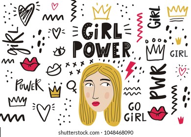 
Girl Power Vector illustration and lettering