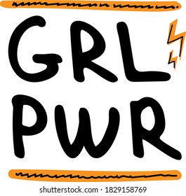 Girl Power Vector illustration and lettering. Hand Written text