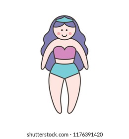 Girl power. Vector illustration in linear flat style - feminism concept - we can do it - girl showing fist - symbol of female power and woman rights.  International womens day graphic in vector.
