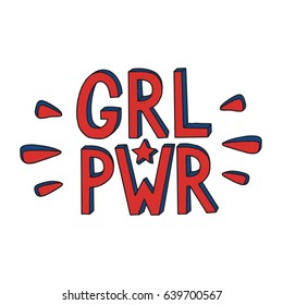 Girl power. Vector illustration. Rough typography with brush lettering.