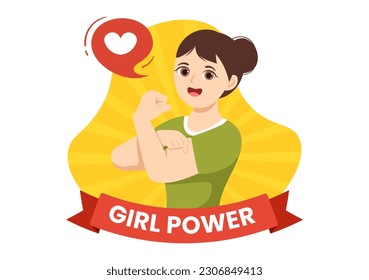 Girl Power Vector Illustration to Show Women Can Also Be Stronger and Independent in Woman Rights and Diversity Flat Cartoon Hand Drawn Templates