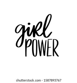 Girl power vector inscription. GRL PWR hand lettering. Feminist slogan. Woman Motivational phrase, quote or saying. Modern brush calligraphy.