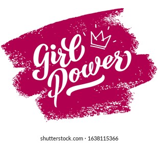 Girl power - vector lettering of hand drawn . GIRL POWER hand lettering. Feminist slogan, phrase or quote. Modern vector illustration for t-shirt, sweatshirt or other apparel print. EPS  10
