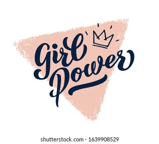 Girl power - vector lettering of hand drawn . GIRL POWER hand lettering. Feminist slogan, phrase or quote. Modern vector illustration for t-shirt, sweatshirt or other apparel print. EPS  10