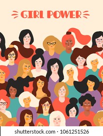 Girl power. Vector template with for card, poster, flyer and other users