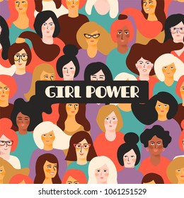 Girl power. Vector template with for card, poster, flyer and other users