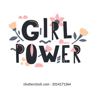 Girl Power Vektor. Frauenmotivationsmotto. Briefing für T-Shirts, Poster, Poster.