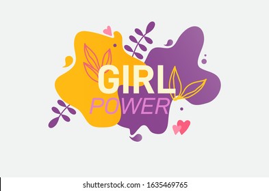Girl power vintage illustration. Women empowering movement vector illustration.