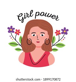 Girl power woman cartoon design of Empowerment female feminism and rights theme Vector illustration