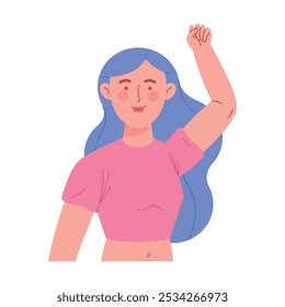 girl power woman raised hand isolated