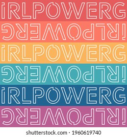 Girl Power Words Seamless Vector Pattern. Rainbow Strips With White Text Abstract Background