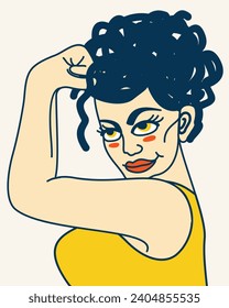 Girl power. young woman showing biceps.