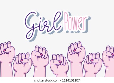 Girl powers with hands clenched