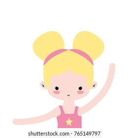 girl practice ballet with two buns hair design