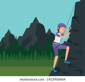 girl practice climbing fitness activity