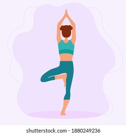 Girl practice in yoga for lifestyle design. Isolated vector illustration. Sport exercise. Physical activity, healthy lifestyle concept