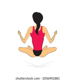 A girl practices yoga exercises. Vector illustration.