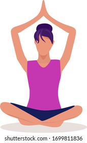 The girl practices yoga. Illustration on the theme of sports and health. Graphic drawing. Close-up.