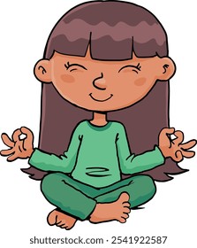 girl practices yoga and relaxes with meditation