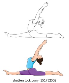 The girl practices yoga. Vector illustration