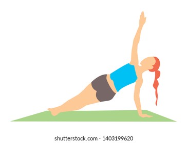 girl practicing yoga. color vector illustration isolated on white background