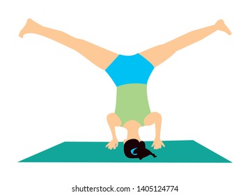 girl practicing yoga. color vector illustration isolated on white background