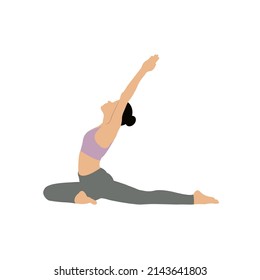 The girl practicing yoga exercise. Vector flat illustration