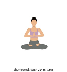 La chica practicando yoga. Ilustración plana del vector