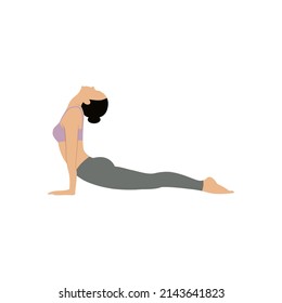 The girl practicing yoga exercise. Vector flat illustration