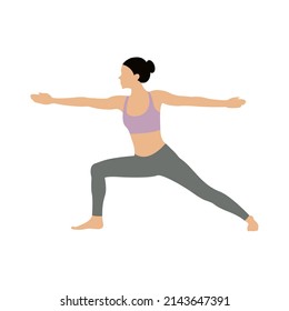 The girl practicing yoga exercise. Vector flat illustration