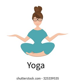Girl Practicing Yoga. Vector illustration