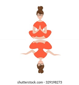 Girl Practicing Yoga. Vector illustration