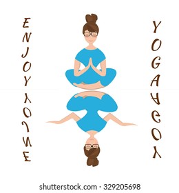 Girl Practicing Yoga. Vector illustration