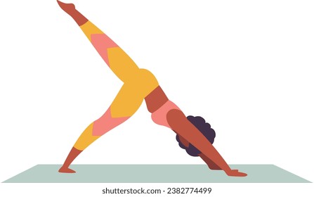 Girl practising yoga asana. healthy Lifestyle. Colorful flat vector illustration isolated on a white background.