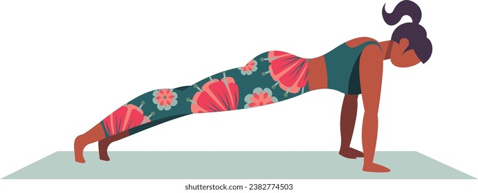 Girl practising yoga asana. healthy Lifestyle. Colorful flat vector illustration isolated on a white background.