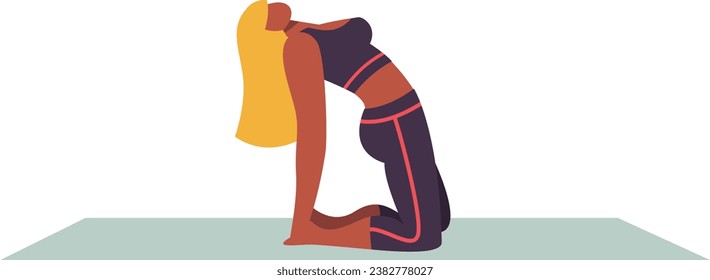 Girl practising yoga asana. healthy Lifestyle. Colorful flat vector illustration isolated on a white background.