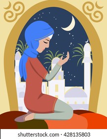 girl praying at ramadan