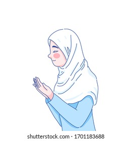 Girl praying in Ramadan concept design of vector.